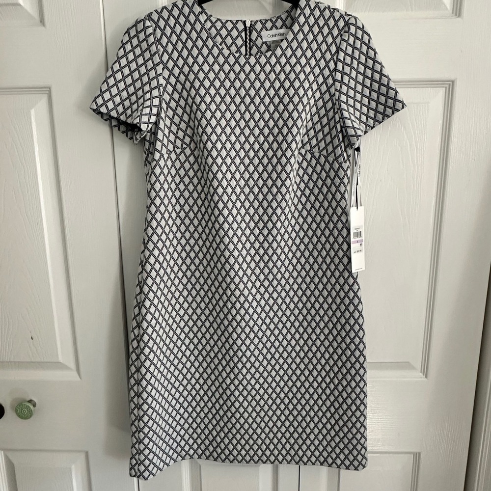 Calvin Klein‎ Women's Geometric Print Short Sleeve Sheath Dress Size 6